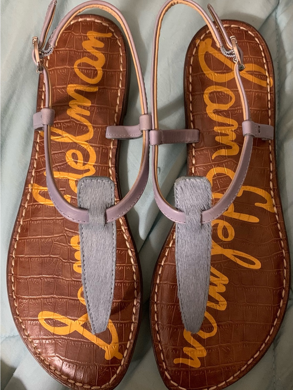 Sam Edelman Light blue leather T-Strap Sandals